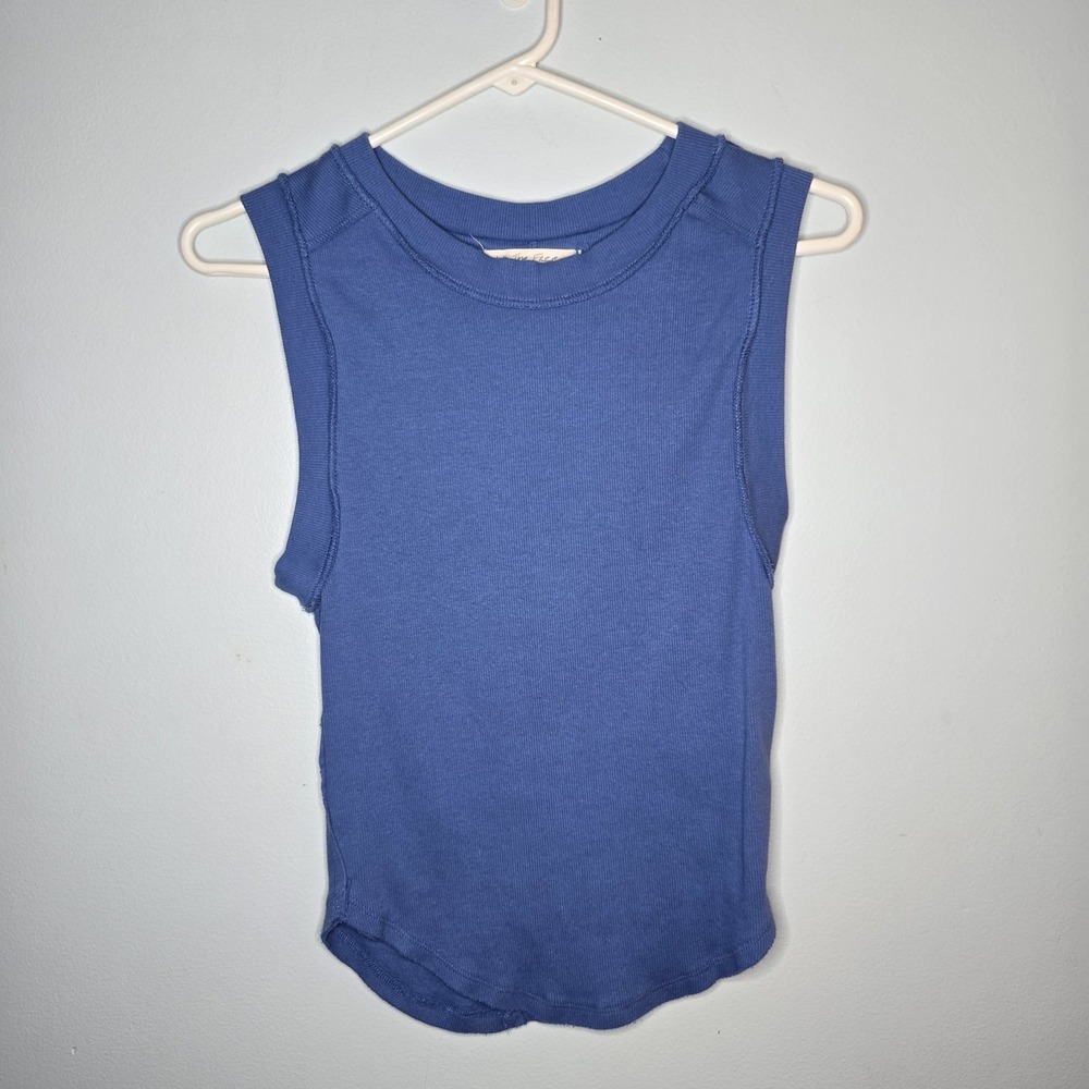 Free People We The Free Kate Tank Top Ribbed Blue Womens S / M